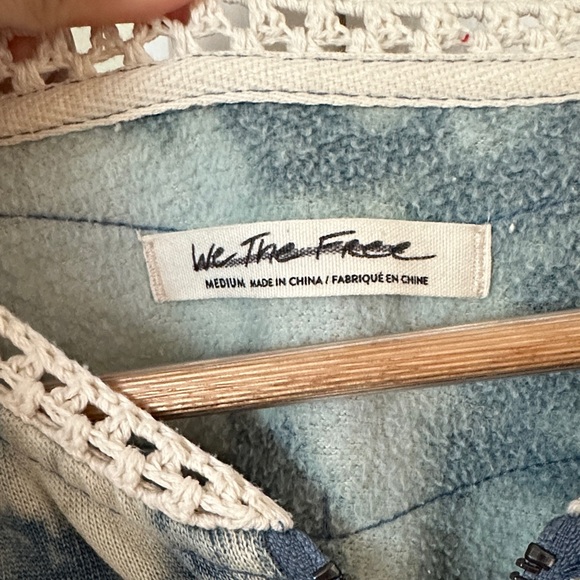 Free People Blue and Cream Bomber Jacket - Picture 2 of 6